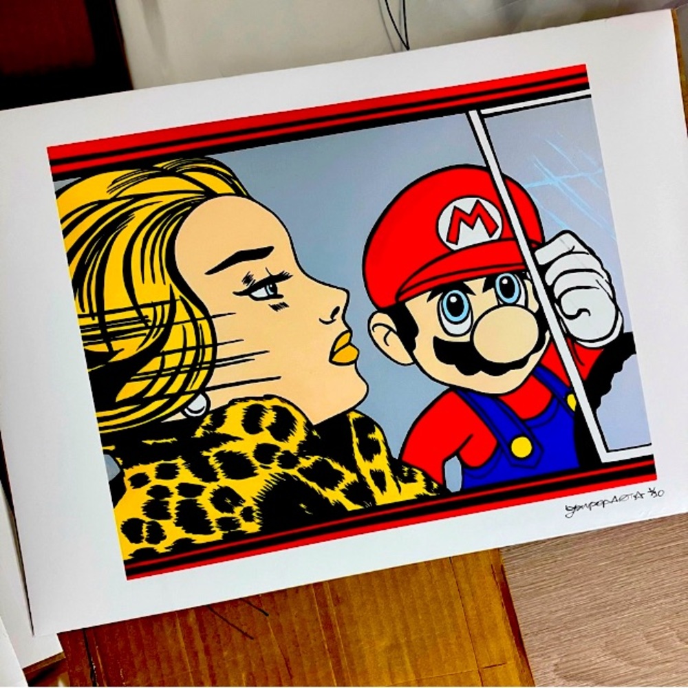 13x18 PRINT POP ART high resolution MARIO BROS “in the car” roy lichtenstein